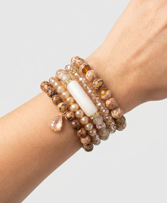 
Set Of 5 Beaded Bracelets in BROWN view 1