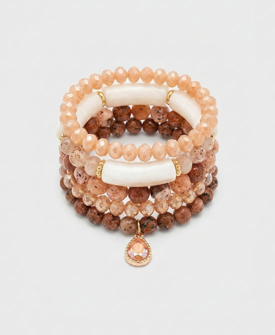 
Set Of 5 Beaded Bracelets in BROWN view 2
