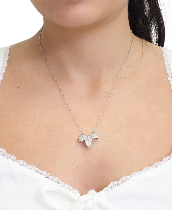 
Sterling Silver Bow Pendant Necklace in SILVER view 1