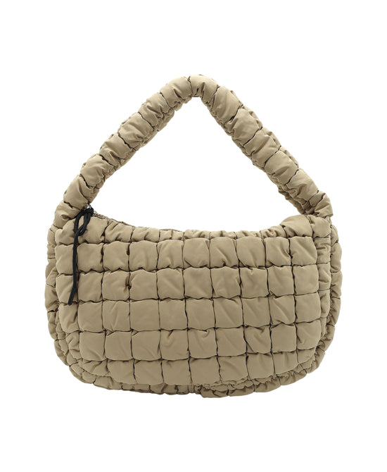 
Quilted Puffer Shoulder Bag in OATMEAL view 1