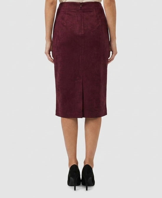 
Faux Suede Pencil Skirt in BURGUNDY view 2