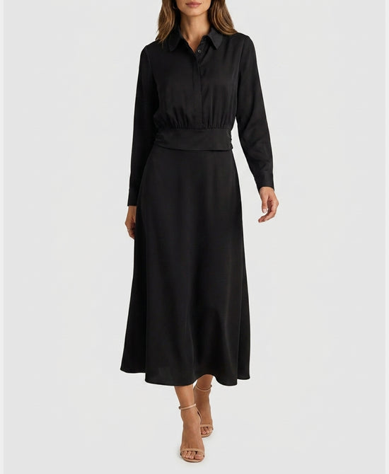 
Blouse & Maxi Skirt Set- 2 Pc Set in BLACK view 1