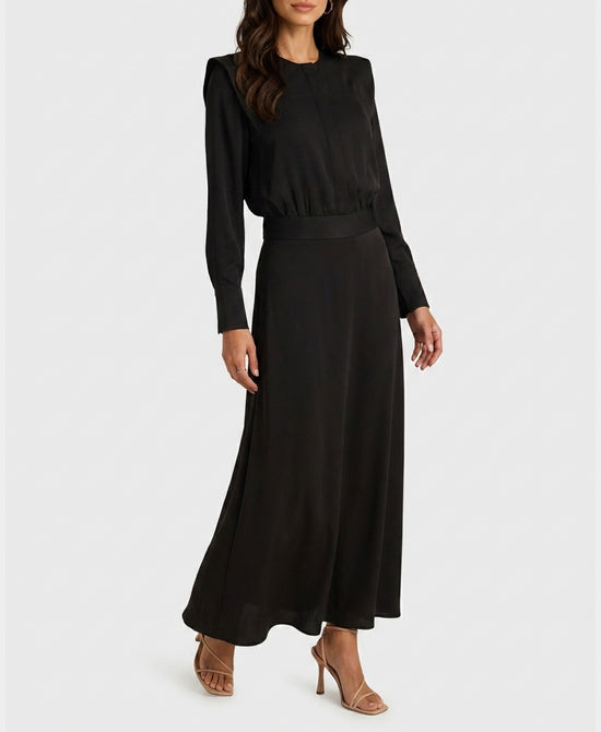 
Blouse & Maxi Skirt Set- 2 Pc Set in BLACK view 1