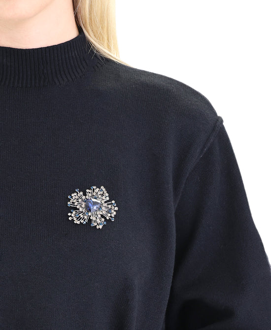 
Crystal Star Brooch in NAVY/SILVER view 1
