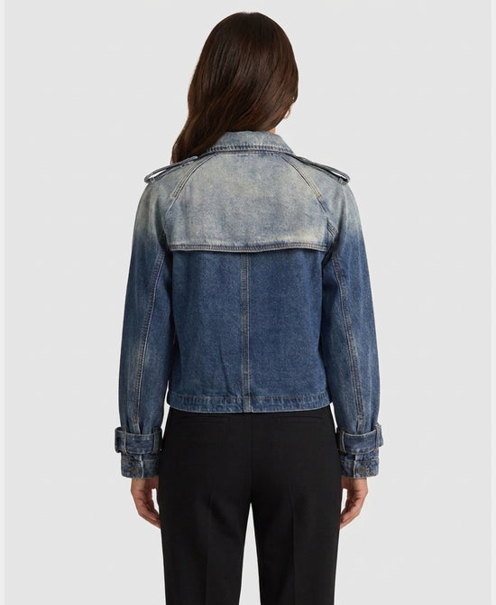 
Double Breasted Denim Jacket in BLUE view 2