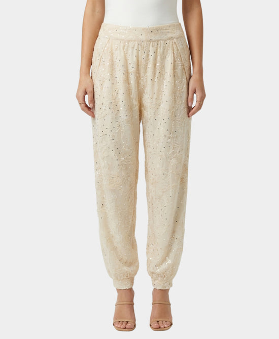 
Embroidered Pants w/ Sequins in IVORY view 1