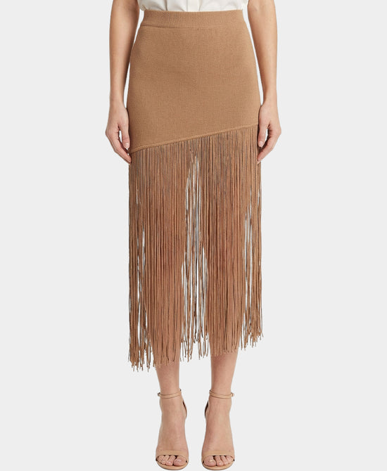 
Knit Skirt w/ Fringe in TAN view 1
