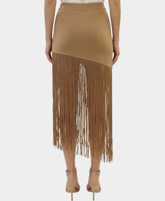 
Knit Skirt w/ Fringe in TAN view 2