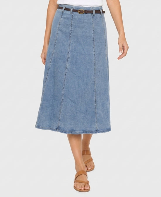 
Denim Midi Skirt in BLUE view 1