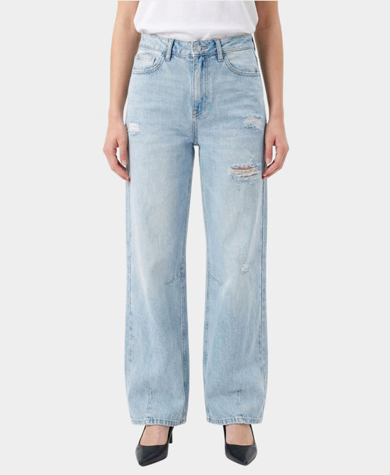
Wide Leg Distressed Jeans in LIGHT WASH view 1