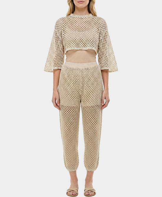 
Crochet Top & Balloon Pants - 2 Pc Set in BEIGE view 1
