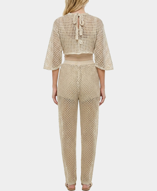 
Crochet Top & Balloon Pants - 2 Pc Set in BEIGE view 2