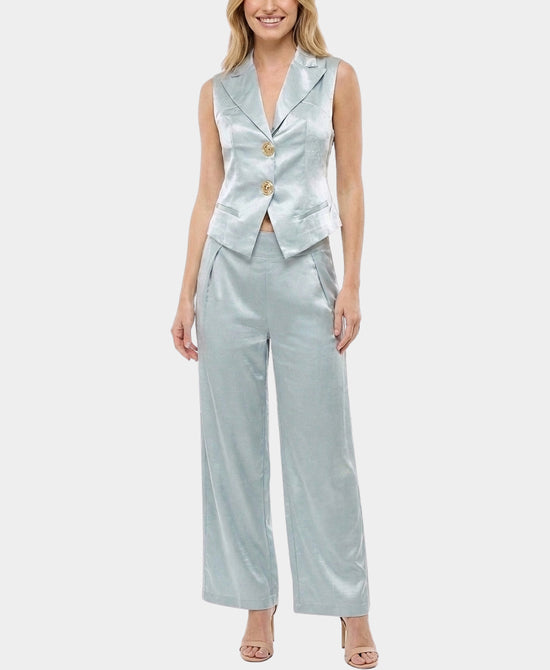 
Satin Vest & Pants Set - 2 Pc Set in BLUE view 1