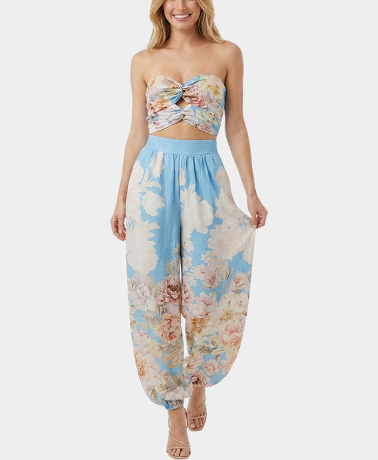 
Floral Print Bandeau Top & Pants - 2 Pc Set in BLUE MULTI view 1