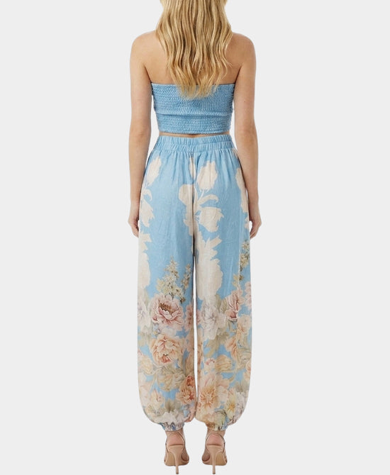 
Floral Print Bandeau Top & Pants - 2 Pc Set in BLUE MULTI view 2