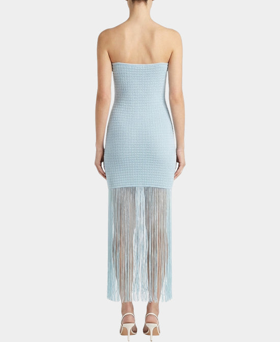 
Knit Strapless Dress w/ Fringe Bottom in ICE BLUE view 2