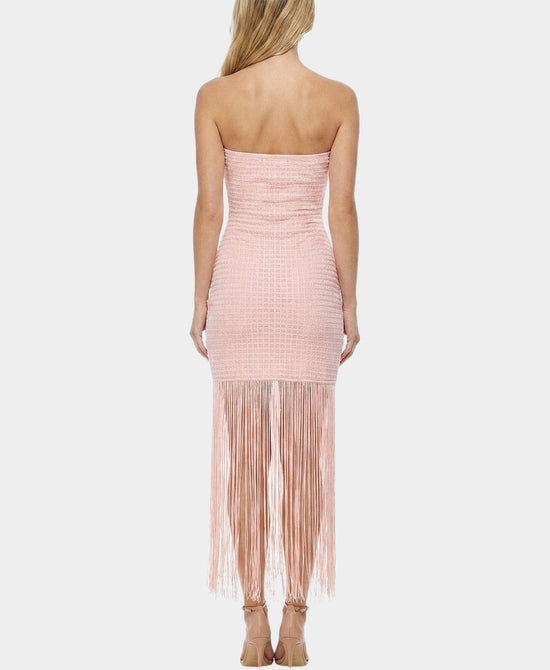 
Knit Strapless Dress w/ Fringe Bottom in PINK view 2