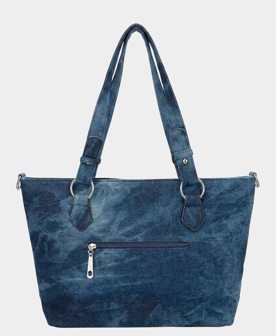 
Denim Studded Skyline Tote Bag in BLUE view 2