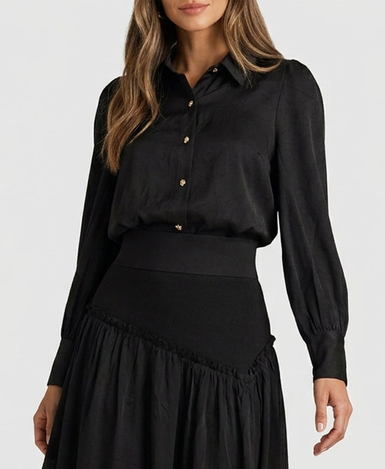 
Banded Waist Blouse in BLACK view 1