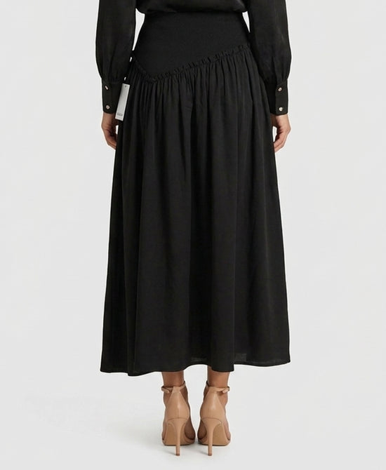 
Banded Waist Maxi Skirt in BLACK view 2