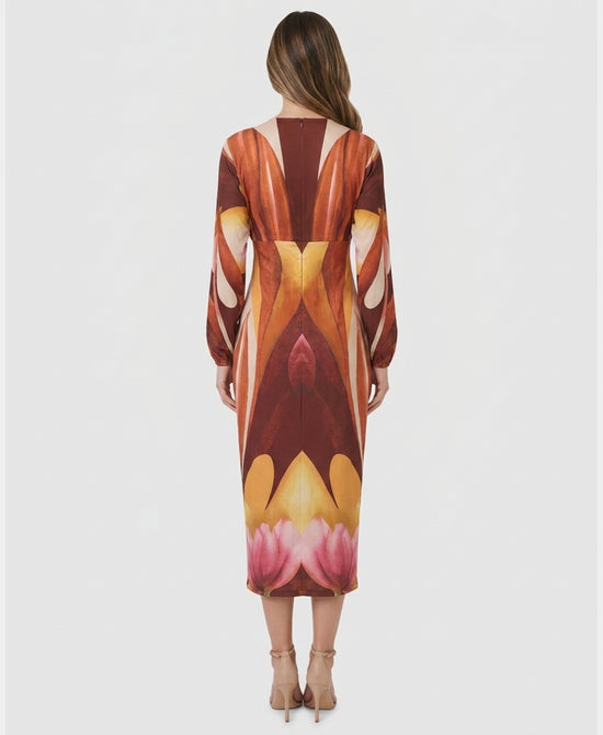 
Print Midi Dress in BURGUNDY MULTI view 2