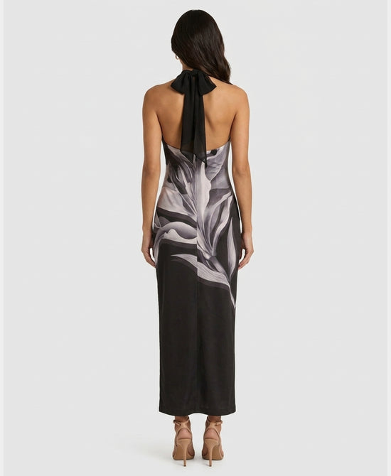 
Strapless Printed Bodycon Dress w/ Scarf in BLACK MULTI view 2