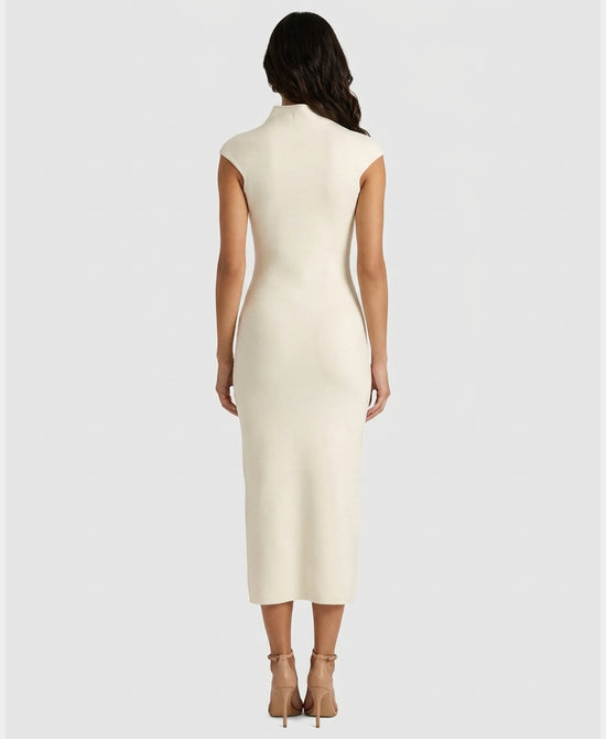 
Knit Mock Neck Maxi Dress in IVORY view 2