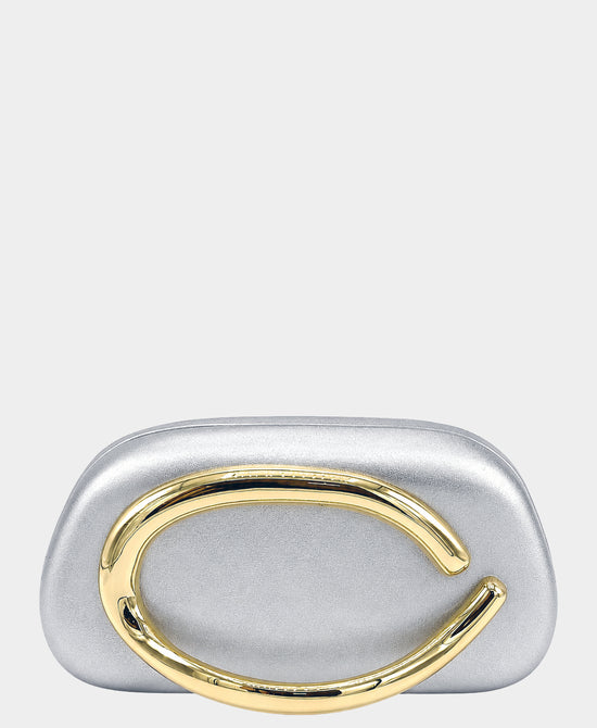 
Metal Handle Clutch Bag in SILVER view 1