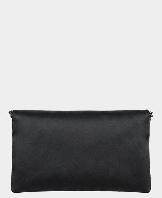 
Satin Envelope Clutch Bag w/ Crystals in BLACK view 2