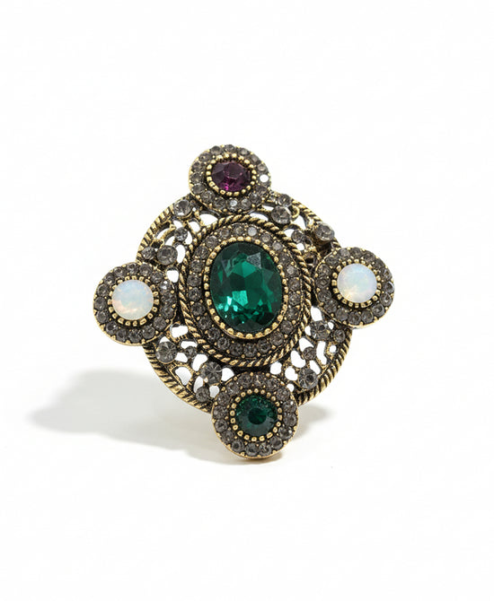 
Crystal Brooch in GREEN MULTI view 1