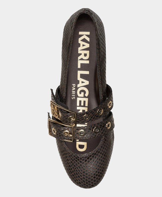 
Snakeskin Embossed Mary Jane Flat in BROWN view 2