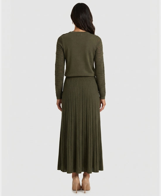 
Knit Sweater & Maxi Skirt - 2 Pc Set in GREEN view 2