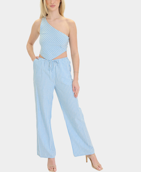 
Striped Top & Pants - 2 Pc Set in LIGHT BLUE/WHITE view 1