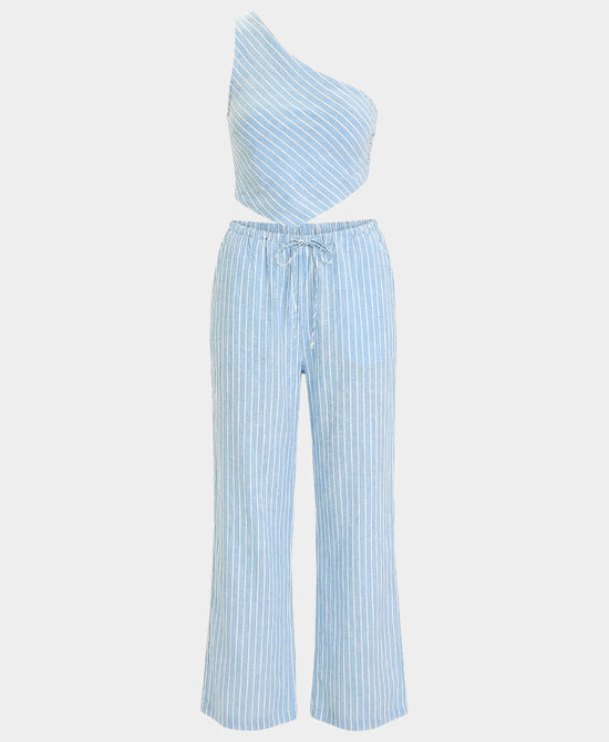 
Striped Top & Pants - 2 Pc Set in LIGHT BLUE/WHITE view 2