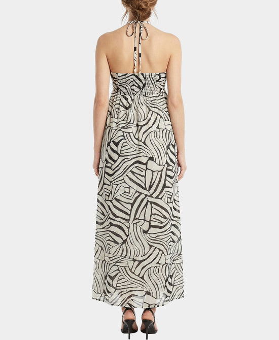 
Printed Halter Dress in BLACK/BEIGE view 2
