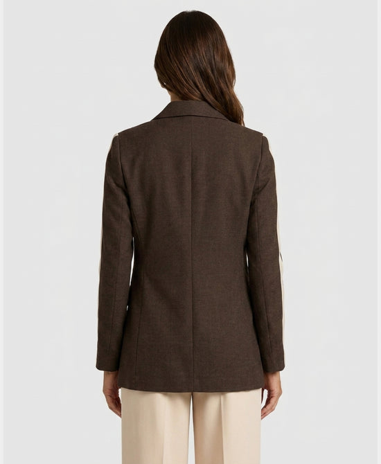 
Stripe Contrast Blazer in BROWN/CREAM view 2