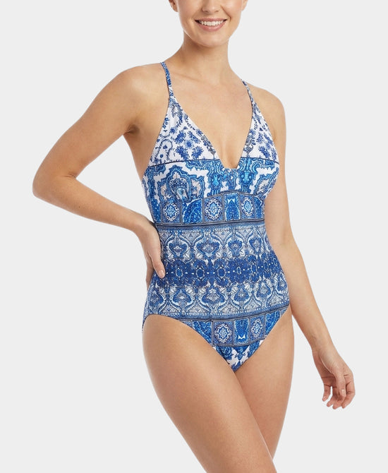 
Printed One-Piece Swimsuit in BLUE/WHITE view 2