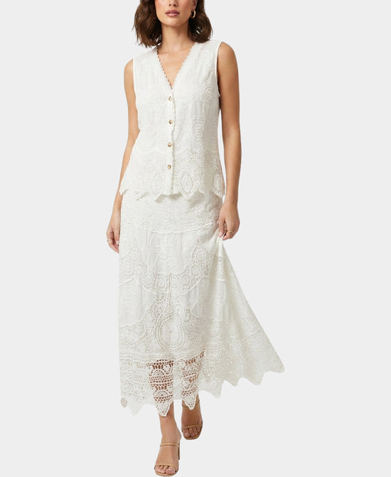 
Crochet Lace Top & Skirt Set- 2 Pc Set in WHITE view 1