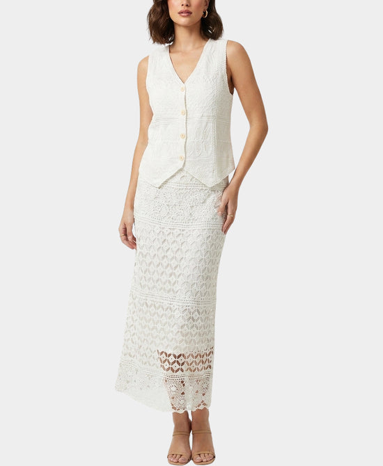 
Crochet Lace Top & Skirt Set- 2 Pc Set in WHITE view 1