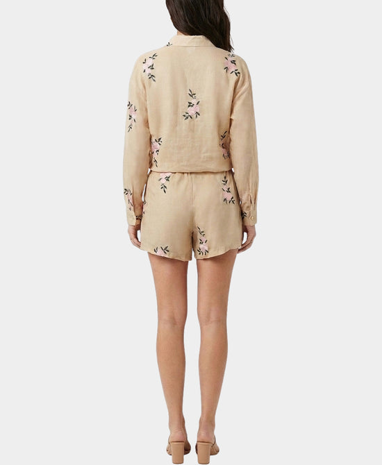 
Floral Embroidered Top & Short Set- 2 Pc Set in BEIGE view 2