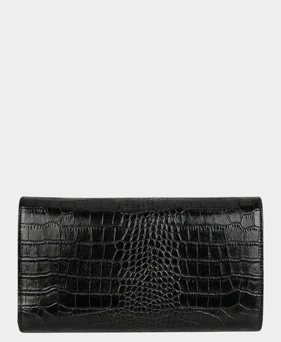 
Leather Croc Print Clutch in BLACK view 2