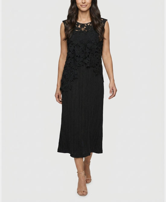 
Sheer Crochet Flower Top & Dress Set- 2 Pc Set in BLACK view 1