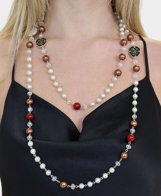 
Beaded Rose Necklace in MULTI view 1