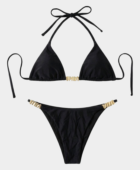 
Triangle Metal Detail Bikini- 2 Pc Set in BLACK view 1