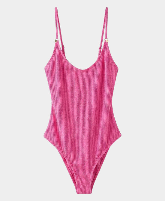 
One-Piece Swimsuit w/ Charm Detail in PINK view 2
