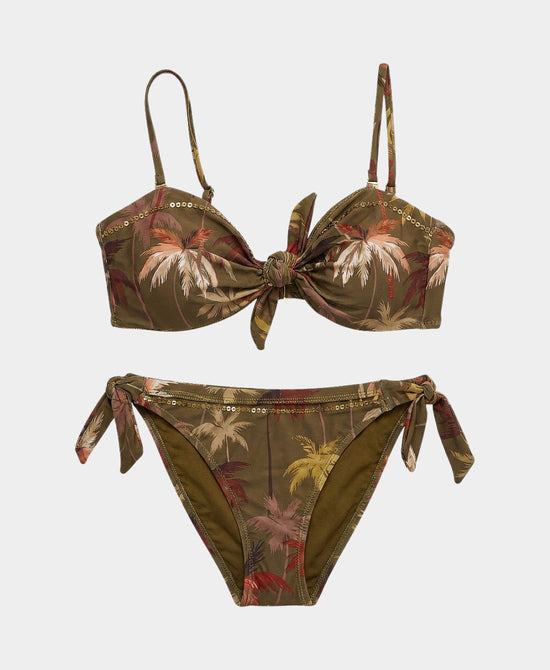 
Tropical Print Bikini w/ Sequin - 2 Pc Set in OLIVE MULTI view 2