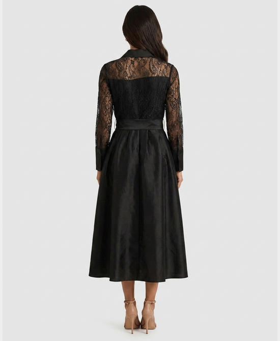 
Satin & Lace Beaded Maxi Dress in BLACK view 2