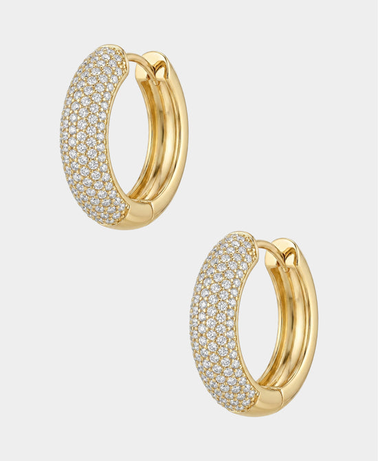 
Cubic Zirconia Thick Hoop Earrings in GOLD view 2