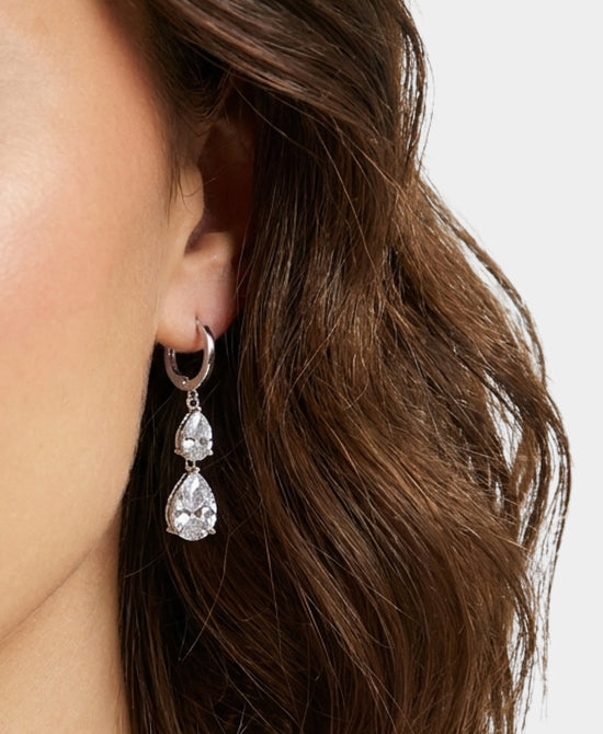 
Cubic Zirconia Drop Earrings in SILVER view 1
