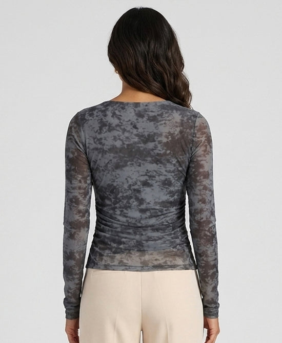 
Print Mesh Top w/ Ruched Sides in GREY view 2